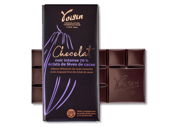 Noir intense
Éclats de fèves de cacao